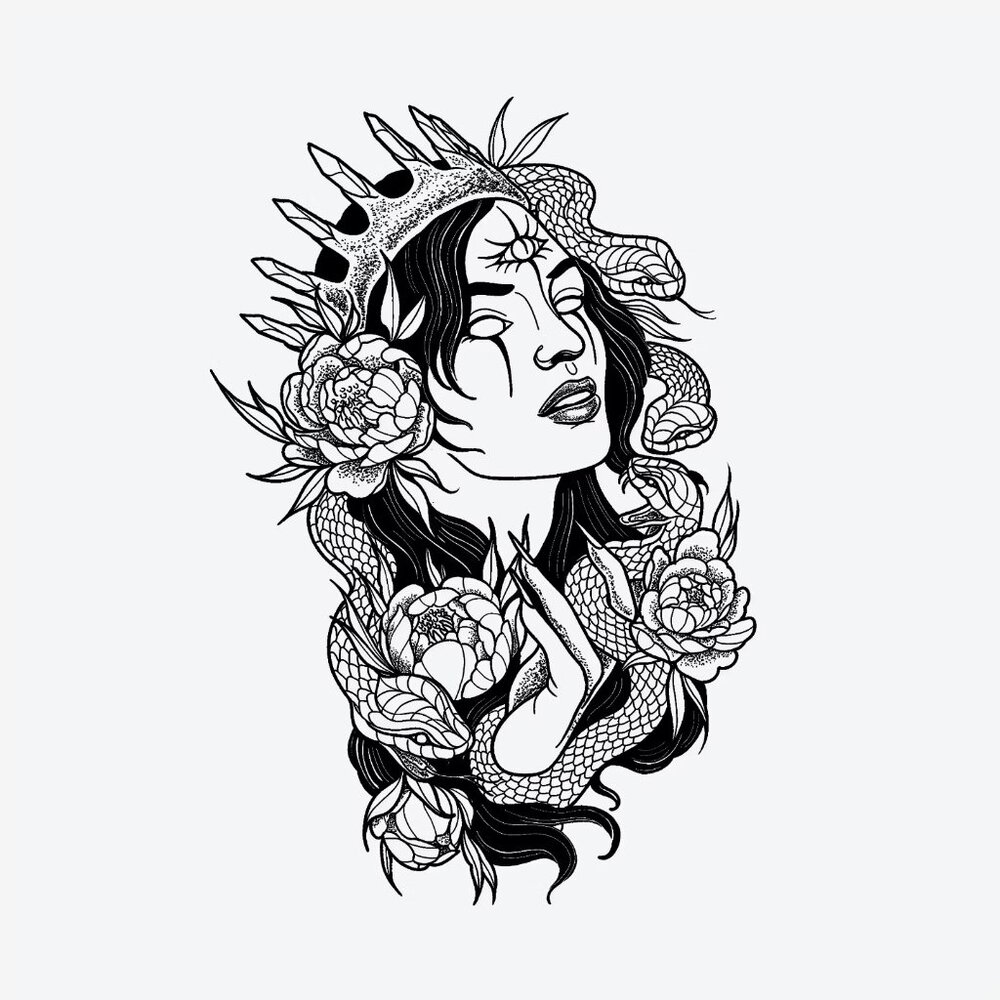 Inkbox Semi-Permanent Tattoo – Garden of Lilith Floral –Large- Lasts 1-2 Weeks